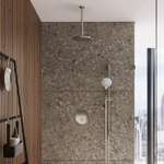 Hotbath Cobber IBS22 Ensemble de douche de tête encastré - bras de plafond 30 cm - douche de tête ronde 20 cm - douchette 3 jets - barre de douche - nickel brossé SW299061