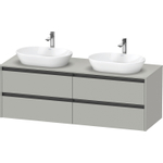 Duravit Ketho 2 meuble sous-lavabo avec plan console avec 4 tiroirs pour vasques à poser doubles 160x55x56.8cm avec poignées anthracite gris béton mat SW772254