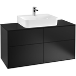 Villeroy & Boch finion wastafelonderkast - 120x60.3cm - 4 lades - mat zwart SW479604