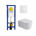 QeramiQ Dely Swirl Pack WC - 36.5x53cm - réservoir encastré Wisa XS - abattant de 35mm - plaque de commande blanche - boutons ronds - blanc brillant SW1138672