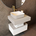 Mondiaz TOP 51 Plan sous vasque - 50x51x12cm - compatible comme plan de meuble - solid surface - Linen SW1024342
