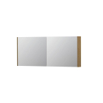 INK SPK1 Spiegelkast - 140x14x60cm - 2 deuren - dubbelzijdige Spiegel - schakelaar en stopcontact - MDF Fineer Natur SW493883