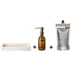 Wellmark Marble giftset - tray 30x12x3.5cm - Marmer Wit - Handzeep 250ml - navulling 1 liter bamboo SW916939