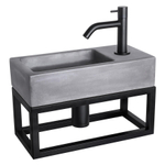Differnz Ravo pack lave-mains – 38,5 x 18,5 x 25 cm – béton gris foncé – robinet courbé noir mat – avec cadre noir SW373229