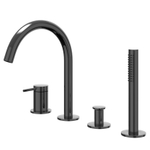 IVY Bond Ensemble de robinetterie de bord de baignoire - 4 voies - mitigeur - bec pivotant - douchette extractible - Chromé noir PVD SW1031131