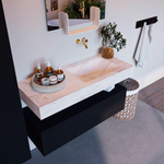 Mondiaz ALAN-DLUX Ensemble de meuble - 110cm - meuble Urban mat - 1 tiroir - Lavabo Cloud Ostra suspendu - vasque droite - 0 trous de robinet SW807418