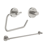 Grohe Essentials Accessoireset 3-delig - handdoekhouder - handdoekhaak - toiletrolhouder zonder klep - Supersteel (RVS) SW529086