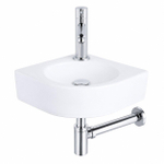 QeramiQ Fuente pack lave-mains d'angle – 30 x 30 x 10 cm – perçage à droite – robinet chromé – sans cadre SW1111509