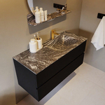 Mondiaz VICA-DLUX ensemble de meuble de salle de bain - 110cm - meuble sous-vasque urban - 2 tiroirs - lavabo encastré cloud droite - 1 trou de robinet - miroir modèle spot - version XL 60cm haut - lave SW1098127