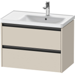 Duravit Ketho.2 Wastafelonderbouwkast - met 2 laden - voor waskom rechts - 78.4x45.5x54.9cm - met grepen antraciet - taupe supermat SW772431
