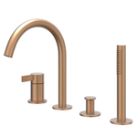 IVY Pact Combinaison de bord de baignoire - 4 voies - mitigeur - bec pivotant - douchette extractible - cuivre brossé mat PVD SW1031174