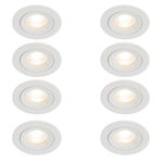 QAZQA Xena spot encastré - set de 8 - 8x8cm - IP44 - rond - blanc mat SW1209717