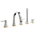 GROHE Grandera Mélangeur bain sur gorge 5 trous avec bec et inverseur avec douchette à main et flexible 150cm chrome/or 0437850