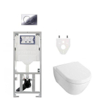 Villeroy Boch Subway 2.0 Pack WC DirectFlush - réservoir Geberit - plaque de déclenchement - chrome SW17592