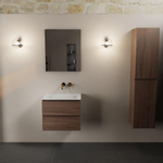 Mondiaz AIVY Ensemble de meuble - 60x45x50cm - 0 trous de robinet - 1 vasque Talc Solid surface - Centre - 2 tiroirs - avec miroir - Melamine Mocha SW892219