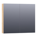 BRAUER Plain Spiegelkast - 80x70x15cm - 2 links/rechtsdraaiende spiegeldeuren - hout - grey oak SW393075