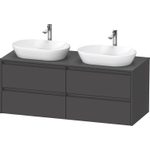 Duravit ketho meuble sous 2 lavabos avec plaque console et 4 tiroirs pour double lavabo 140x55x56.8cm avec poignées anthracite graphite mat SW772994
