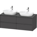 Duravit Ketho.2 Wastafelonderbouwkast - inclusief consoleplaat - met 4 laden - voor dubbele waskommen - 140x55x56.8cm - met handgrepen antraciet - grafiet mat SW772994