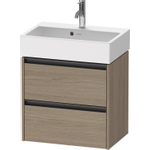 Duravit ketho meuble à 2 vasques avec 2 tiroirs 58.4x39x54.9cm avec poignées chêne anthracite terra matte SW773036