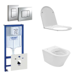 Wiesbaden Vesta Pack WC sans bride avec réservoir encastrable, cuvette et abattant frein de chute déclipsable avec plaque de commande chrome SW110954