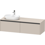 Duravit ketho meuble sous 2 lavabos avec plaque console et 2 tiroirs pour lavabo à gauche 160x55x45.9cm avec poignées anthracite taupe mat SW772813