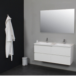 Basic Bella Meuble avec lavabo acrylique 120x55x46cm 2 trous de robinet avec miroir Blanc brillant SW398161