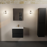 Mondiaz AIVY Ensemble de meuble - 60x45x50cm - 1 trou de robinet - 1 vasque talc Solid surface - Centre - 2 tiroirs - sans miroir - MDF Urban SW892301