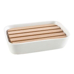 Nemo Stock Natural Pura Porte-savon 13x9x2.5cm porcelaine bois blanc SW293473