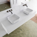 Mondiaz Lagom Meuble salle de bains 170x30.9x45cm Solid Surface Talc 2 tiroirs avec lavabo BINX vasque à poser double Gauche et droite sans trous de robinet SW409133