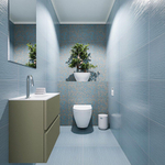 MONDIAZ ADA Meuble WC - 60x30x50cm - 1 trou de robinet - 2 tiroirs - army mat - lavabo à gauche - Solid surface - Blanc SW472595