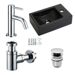 Plieger Houston pack lave-mains – 37 x 23 x 11 cm – céramique noir mat – perçage à droite – robinet chromé SW648302