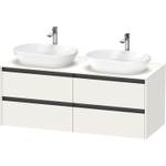Duravit Ketho 2 meuble sous-lavabo avec plan de console avec 4 tiroirs pour deux vasques 140x55x56.8cm avec poignées anthracite blanc super mat SW772755