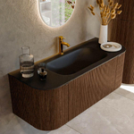 MONDIAZ KURVE Meuble de salle de bains 120cm avec module 25 Len R couleur Walnut avec 1 tiroir et 2 portes. Lavabo BIG SMALL central 1 trou de robinet Urban. SW1138455
