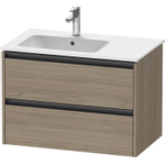 Duravit Ketho.2 Wastafelonderbouwkast - met 2 laden - voor waskom links - 81x48x54.9cm - met grepen antraciet - eiken terra mat SW773030