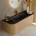 MONDIAZ KURVE Meuble de salle de bains 120cm avec module 25 Len R couleur Oak avec 1 tiroir et 2 portes. Lavabo BIG SMALL central 1 trou de robinet Urban. SW1138349