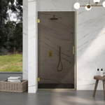 Fortifura Galeria Douchedeur - 100x200cm - scharnieren - deurgreep - vlak - rookglas - PVD - geborsteld messing (goud) SW1122671