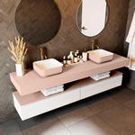 Mondiaz TOP 51 Vrijhangend Topblad - 200x51x12cm - geschikt voor waskom - Solid surface - Rosee SW1021311