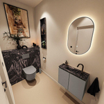 MONDIAZ TURE-DLUX Meuble toilette - 60cm - Smoke - EDEN - vasque Lava - position centrale - 1 trou de robinet SW1104045