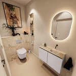 MONDIAZ TURE-DLUX 80cm toiletmeubel Cale. EDEN wastafel Frappe positie rechts. Zonder kraangat. SW1102680