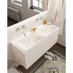 Mondiaz VICA Meuble Linen avec 2 tiroirs 120x50x45cm vasque lavabo Cloud double sans trou de robinet SW410981