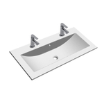 Sanicare q4 lavabo 99.2x45.2cm 2 robinets avec trop plein rectangle marbre minéral blanc SW536831