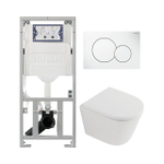 QeramiQ Dely Toiletset - Geberit UP320 inbouwreservoir - met Burda frame - witte bedieningsplaat - softclose toilet zitting 35 mm - mat wit SW1235395