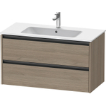 Duravit Ketho.2 Wastafelonderbouwkast - met 2 laden - 101x48x55cm - met grepen antraciet - eiken terra mat SW771818