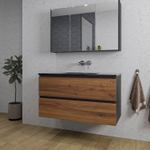 Adema Industrial 2.0 ensemble de meubles de salle de bain 100x45x55cm 1 lavabo en céramique noir 1 trou de robinetterie noir armoire de toilette bois/noir SW857197