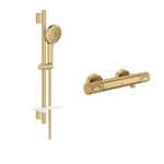 Grohe Vitalio Joy Doucheset - 60cm glijstang - ronde handdouche - 3 straalsoorten - thermostaatkraan - brushed cool sunrise (goud) SW1576555