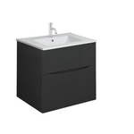 Crosswater Glide II Wastafelonderkast - 50x45x52cm - 2 lades - greeploos - mat zwart SW670239