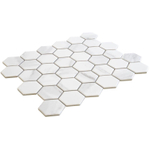 The Mosaic Factory Barcelona mozaïektegel - 28.2x32.1cm - wand en vloertegel - Zeshoek/Hexagon - Porselein Carrara White Mat SW157758