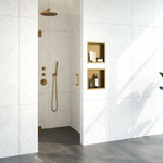 Saniclass Create Porte de douche pour niche 70x200cm sans profilé avec verre de sécurité anticalcaire 8mm Doré brossé SW638625