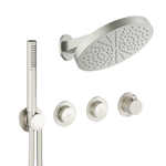 Crosswater MPRO Module ensemble de douche pluie encastré – douche de tête Ø 30 cm – bras mural courbé 20.2 cm – 3 leviers – inox brossé SW1472472