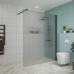 Fortifura Galeria Douche à l'italienne - 160x200cm - verre nervuré - Noir mat SW876969